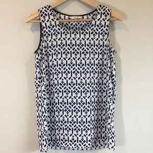 🍀LeShop BLACK Tank Top Graphic Blue & White